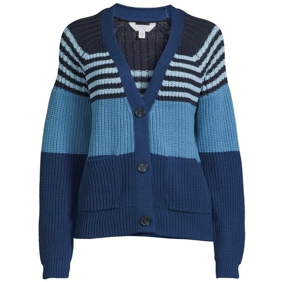 New Free People x Marine Layer Color Block Striped Sm Boyfriend-Style Button - Picture 5 of 7
